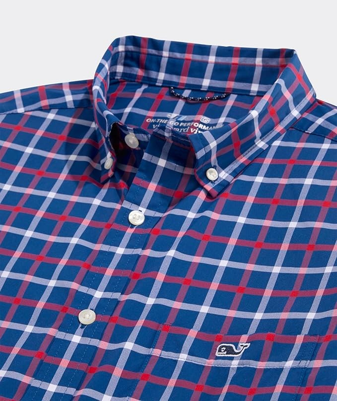 VINEYARD VINES BLUE BAY CHECK ON-THE-GO NYLON SHIRT