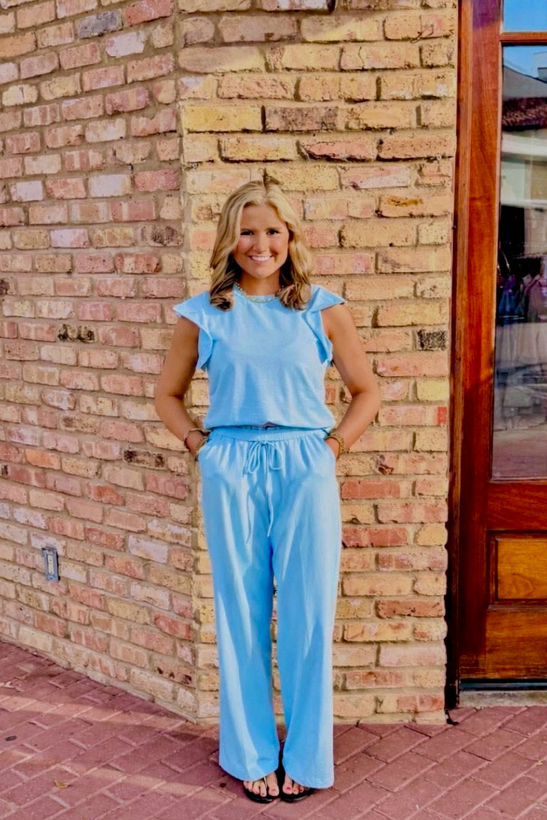 MILKY BLUE ZAHARA PANTS