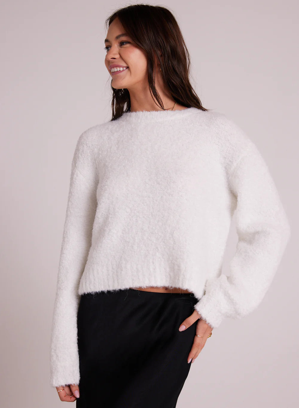 BELLA DAHL WHITE L/S CREW SWEATER
