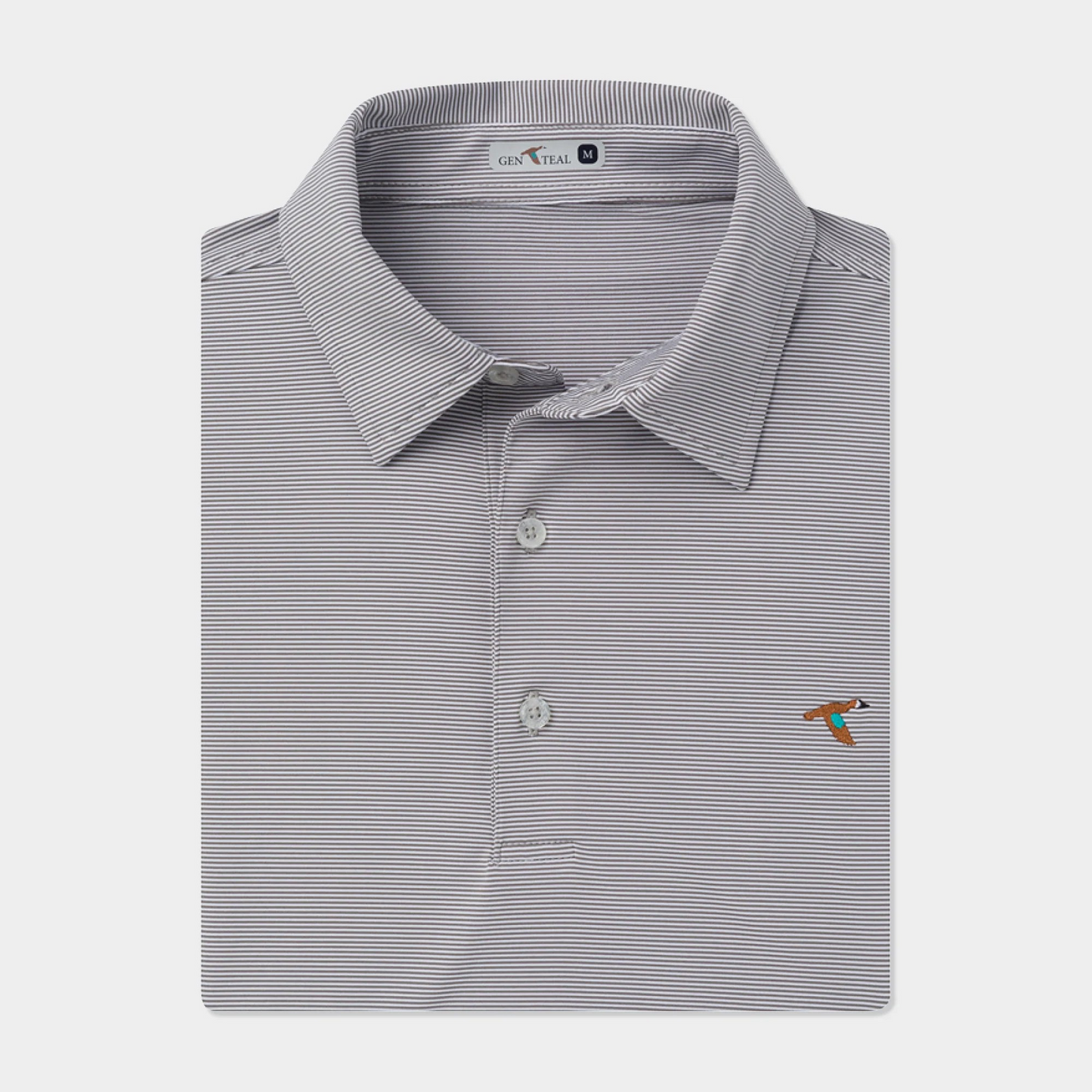 CHARCOAL PINSTRIPE PERFORMANCE POLO