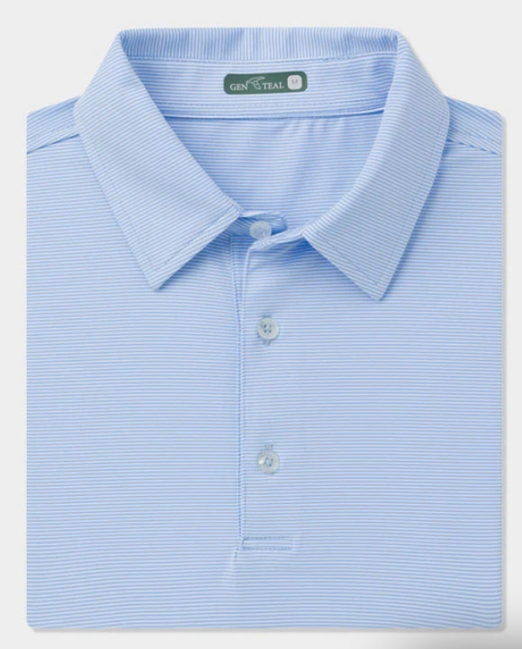 GENTEAL HERITAGE BLUE CLUB PINSTRIPE PERFORMANCE POLO