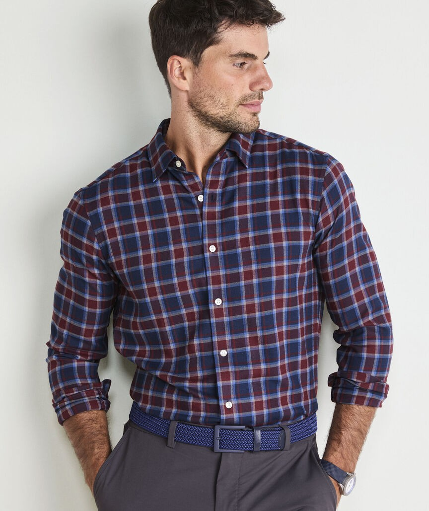 CRIMSON JETHRO PLAID TECH TWILL SHIRT