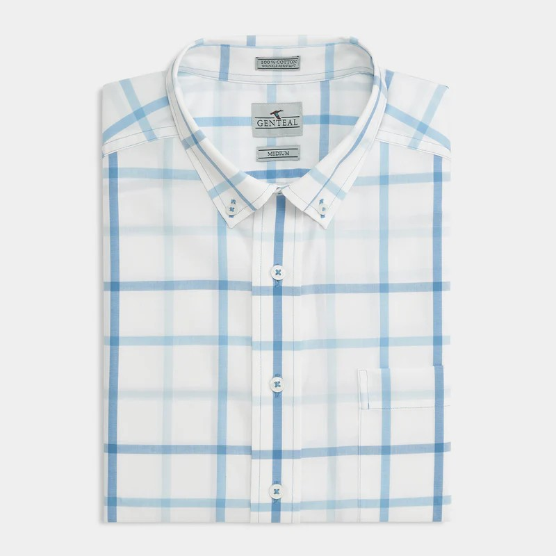 SKY BLUE WINDOWPANE COTTON SPORTS SHIRT