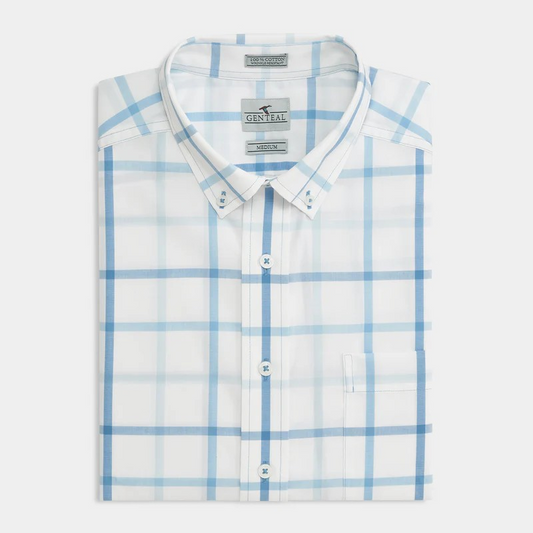 SKY BLUE WINDOWPANE COTTON SPORTS SHIRT