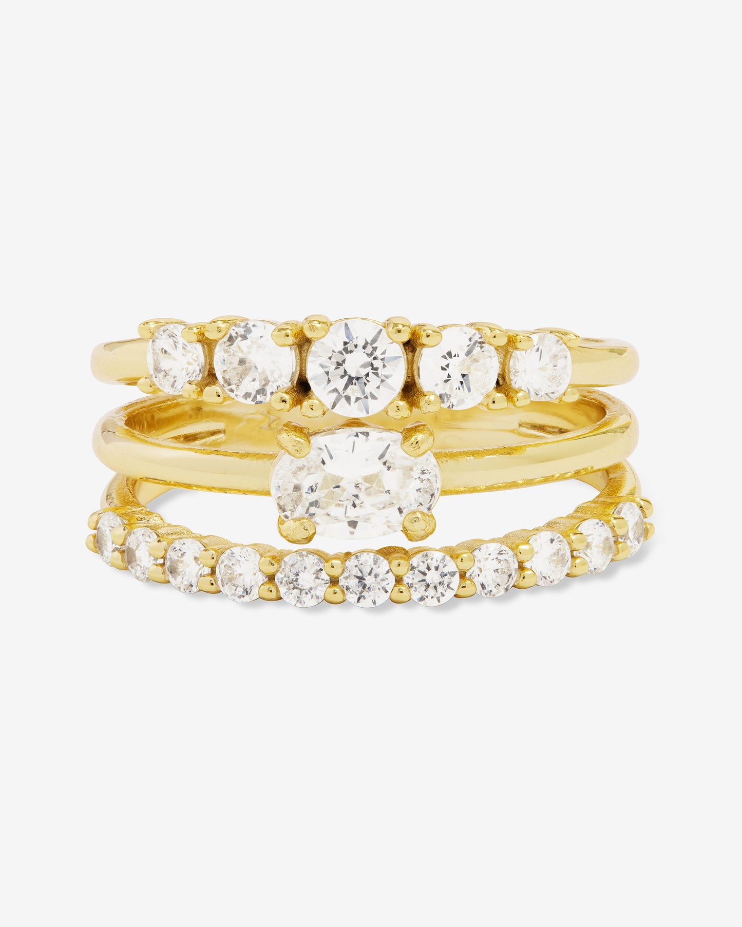 MELINDA MARIA SHE'S SO STACKED RING- GOLD/WHITE
