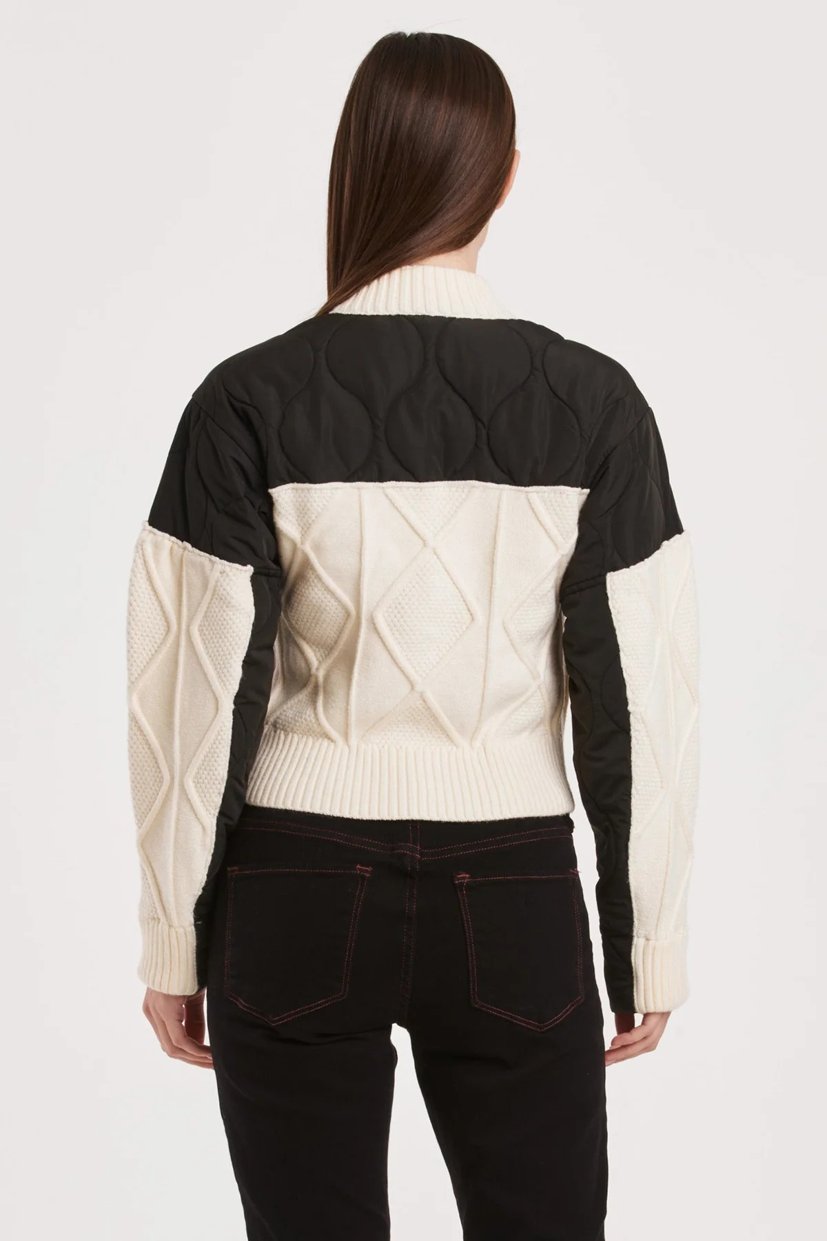 ANOTHER LOVE SHURI CABLE KNIT QUILTED JACKET