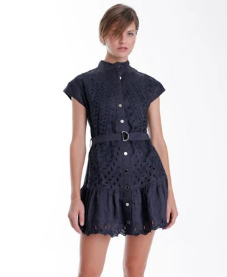 NAVY ARUBA EMBROIDERED DRESS