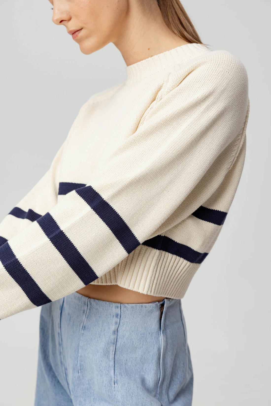 SUNDAYS NAVY CREAM ENID SWEATER