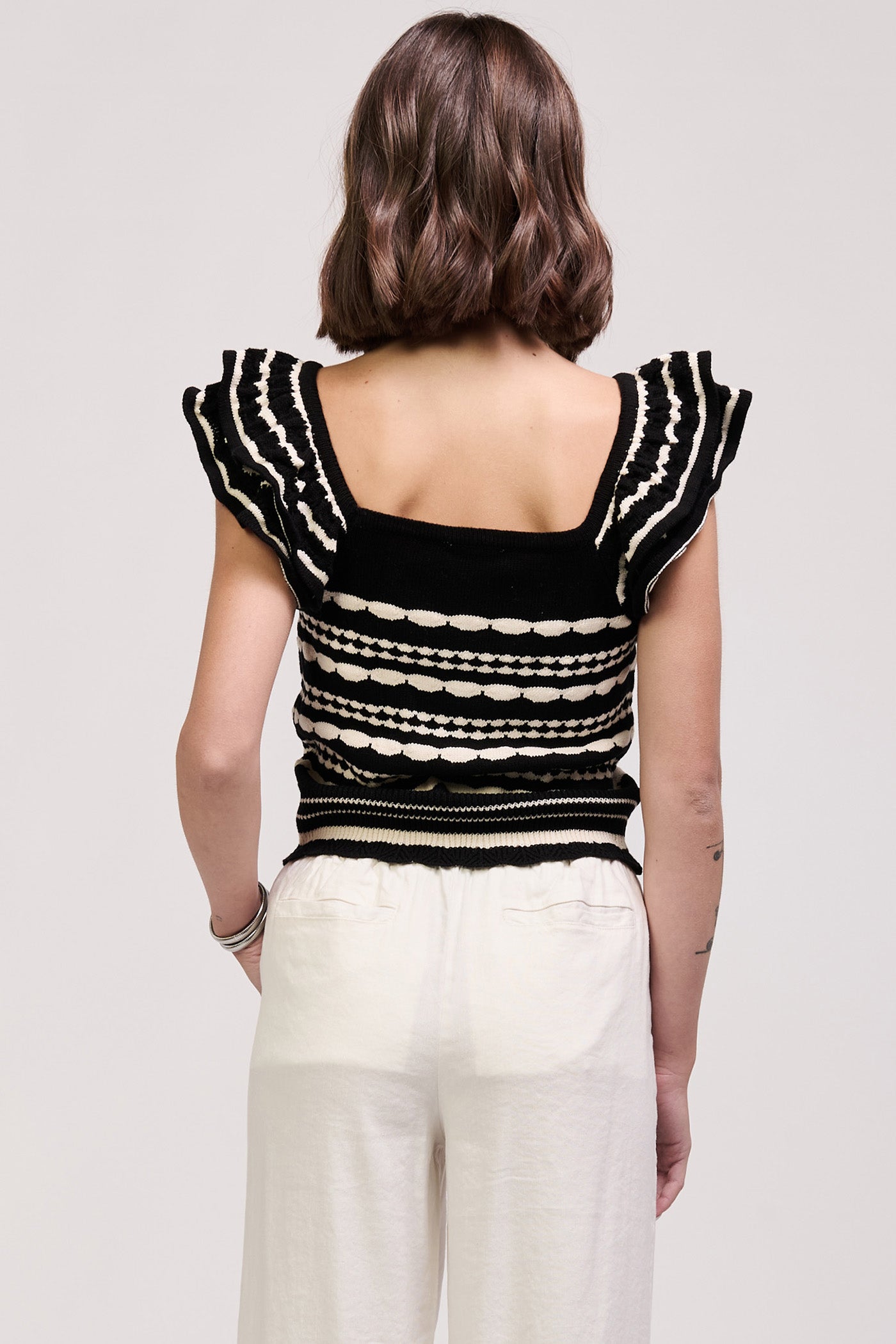 ANOTHER LOVE BLACK/CREAM AMALITA TOP