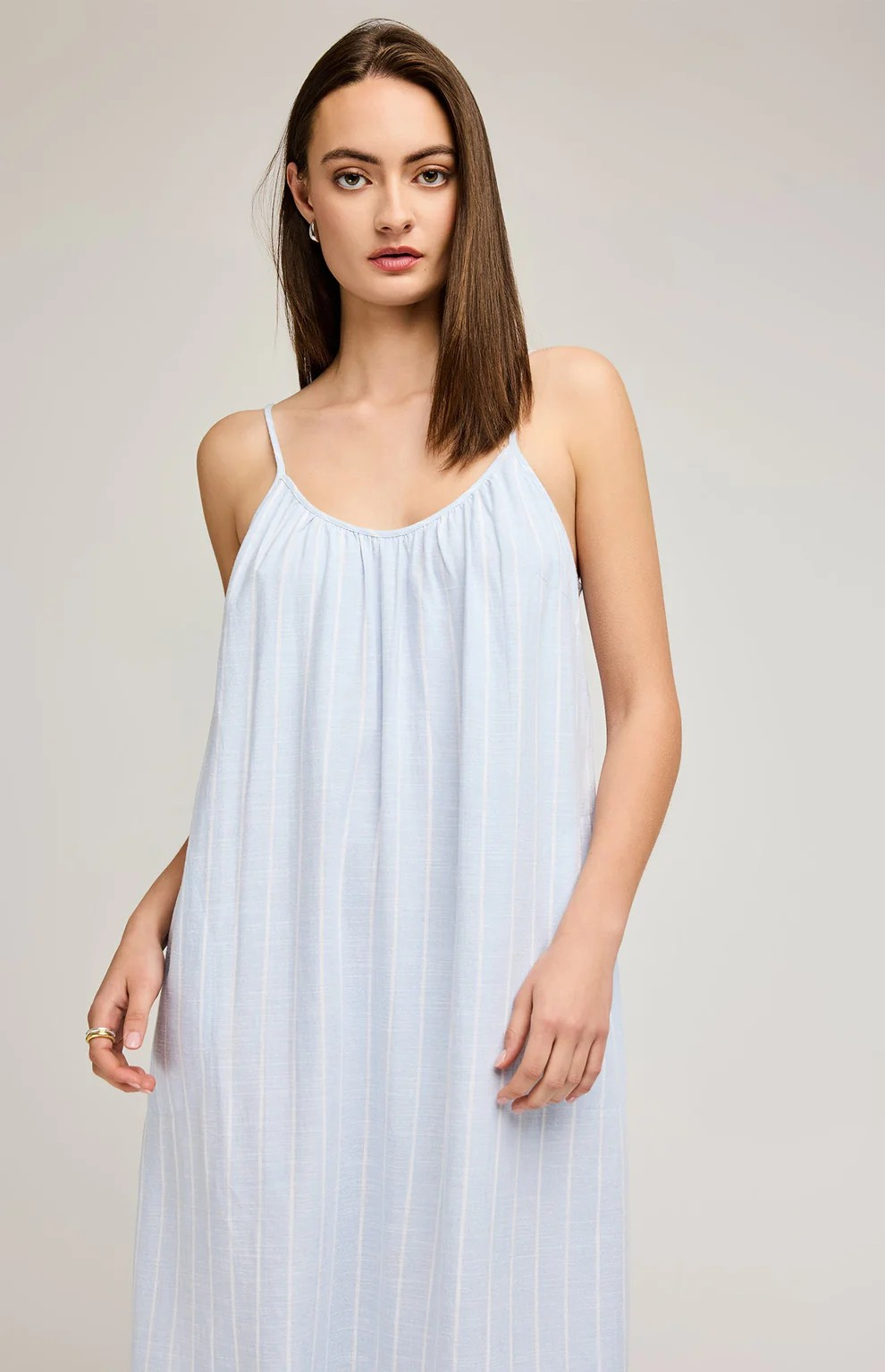 GENTLE FAWN SKY STRIPE BROOKE LINEN DRESS