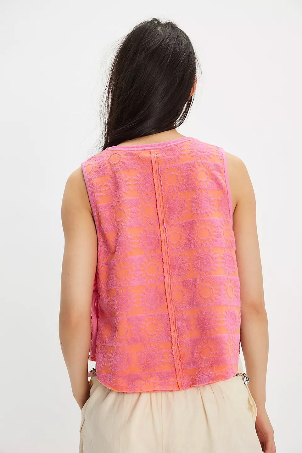 FREE PEOPLE PINK TOWEL TERRY TOP