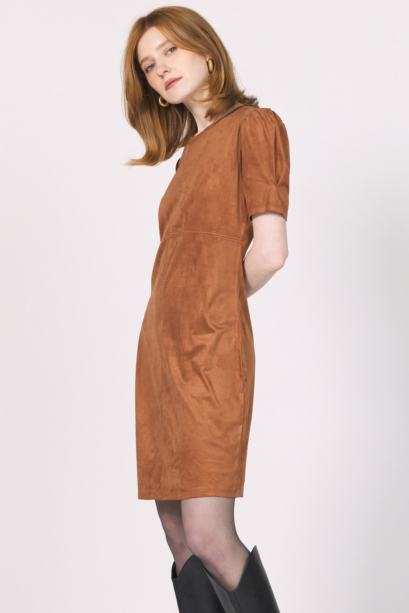 BROWN SUGAR DEMI SUEDE DRESS