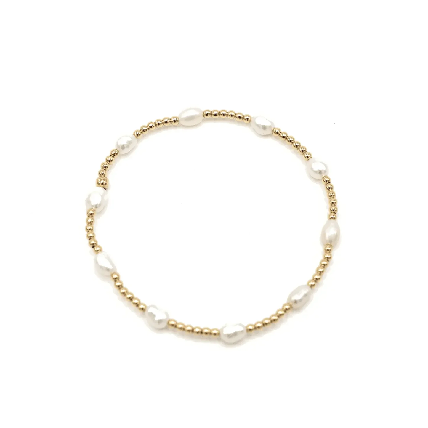 PETITE PATTERNED RICE PEARL BRACELET 14K GOLD FILLED BEADS