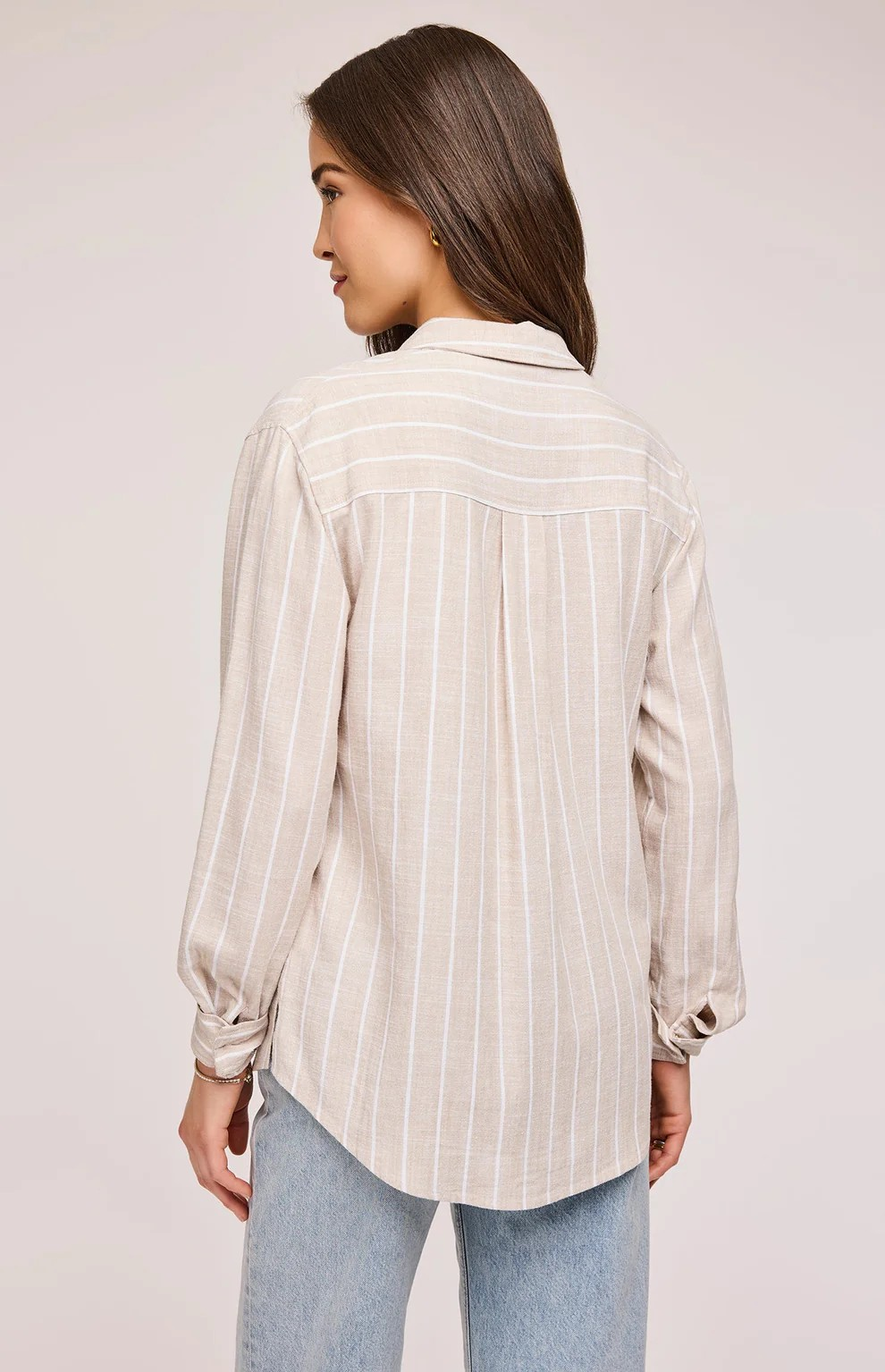 GENTLE FAWN LINEN STRIPE PORTIA BUTTON DOWN