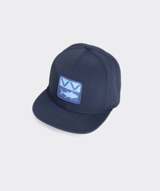 VINEYARD VINES NAUTICAL NAVY RIPSTOP PATCH FLAT BRIM HAT