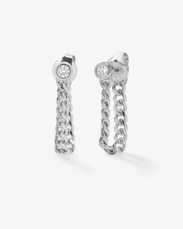 MELINDA MARIA BABY JULIAN SOFT CHAIN HOOPS - SILVER
