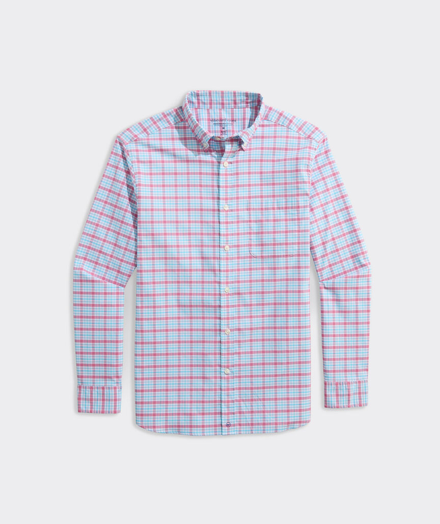 VINEYARD VINES SUNSET PINK BELLAMY PERFORMANCE SHIRT