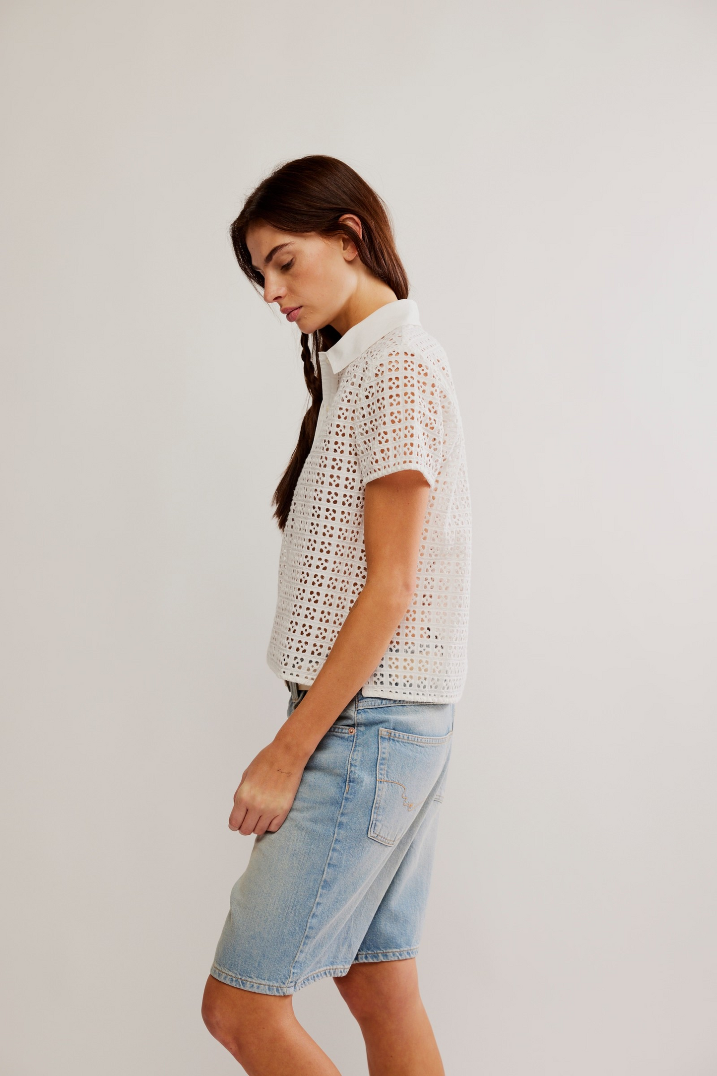 FREE PEOPLE ANNA EYELET TOP
