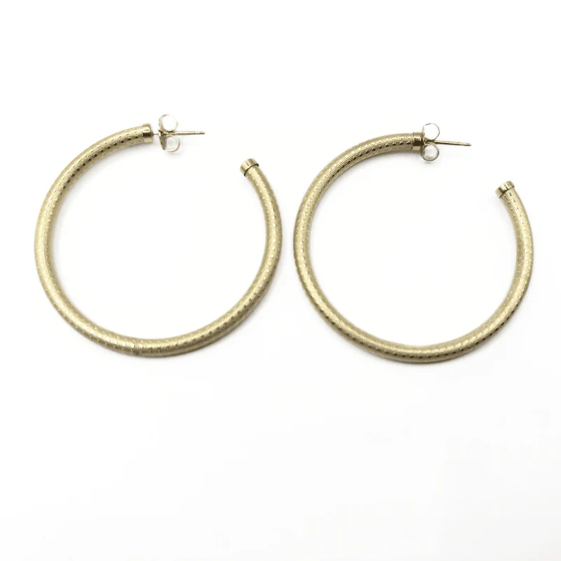 BALI 14K GOLD-FILLED PATTERNED POST HOOPS