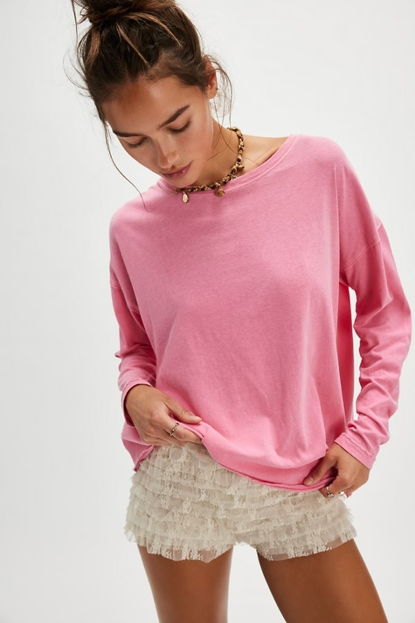 FREE PEOPLE PINK/ROSE NINA TEE