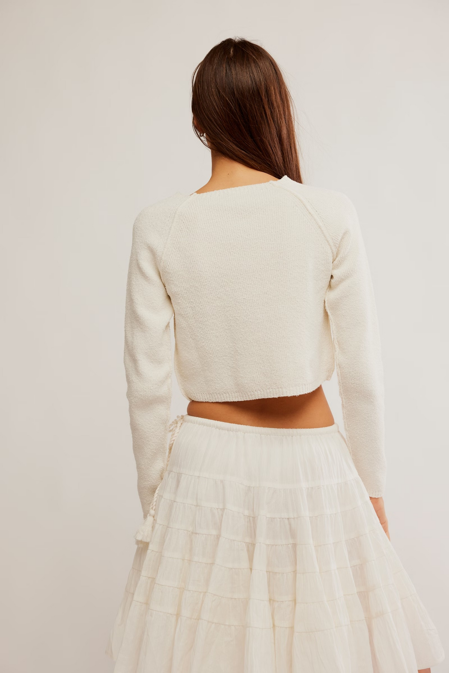 FREE PEOPLE OPTIC WHITE SYDNEY SHRUNKEN CARDI