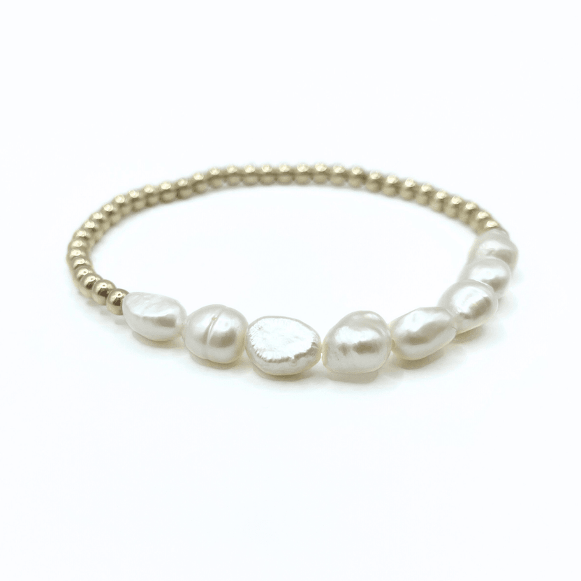 ERIN GRAY BAROQUE ROW PEARL BRACELET IN 14K GOLD-FILLED