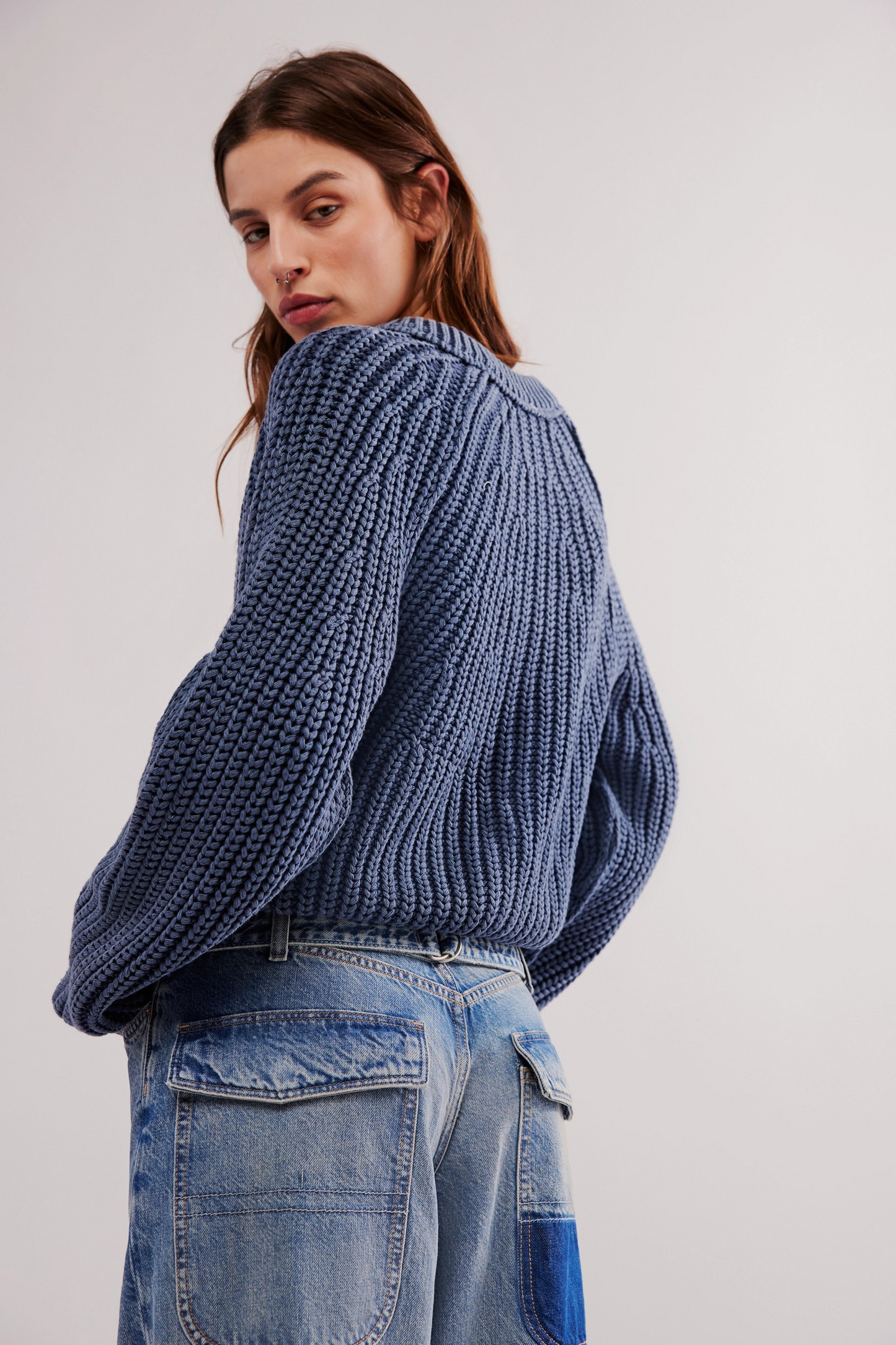 FREE PEOPLE NAVY SWEET NOTHING CARDI