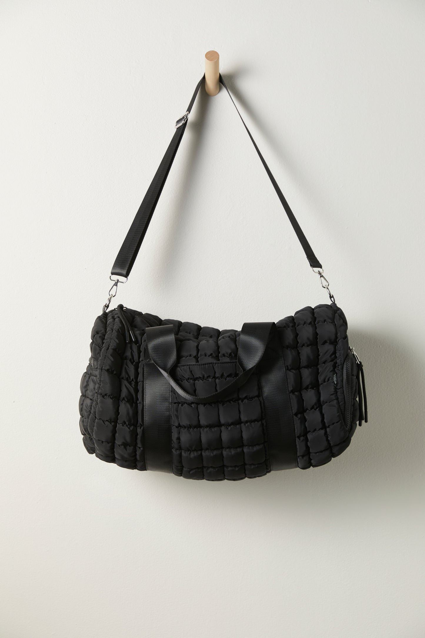 FREE PEOPLE BLACK QUILTED DUFFLE