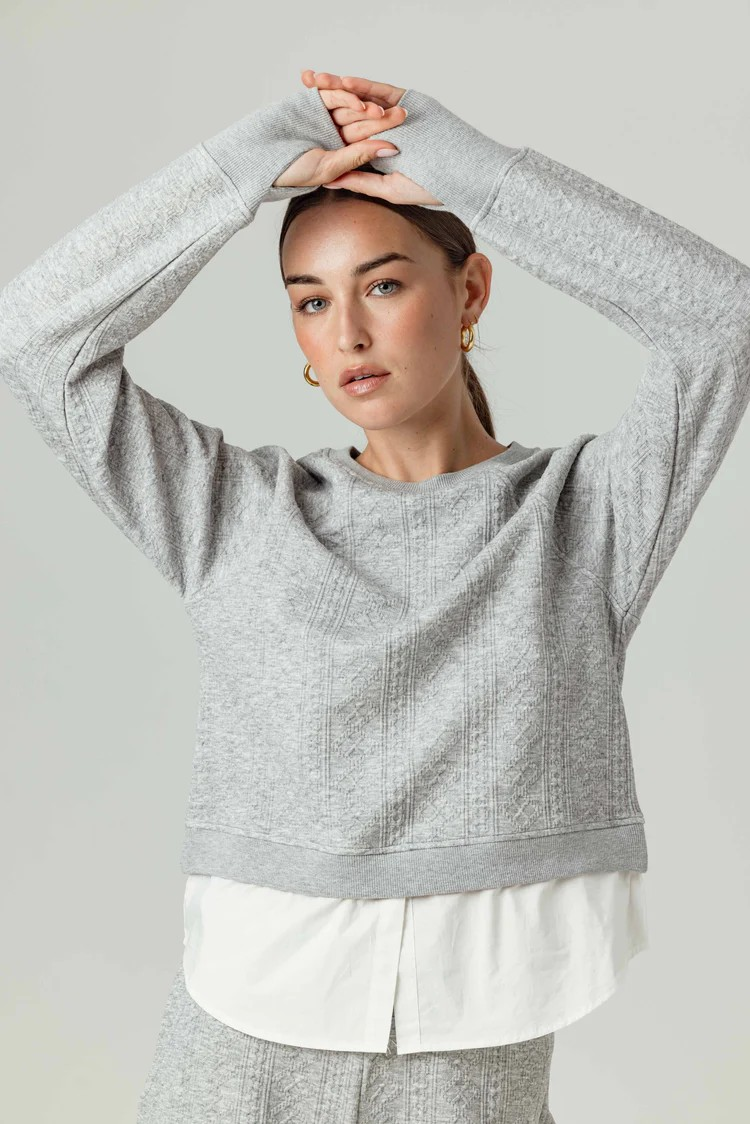 SUNDAYS HEATHERED GREY MOR PULLOVER