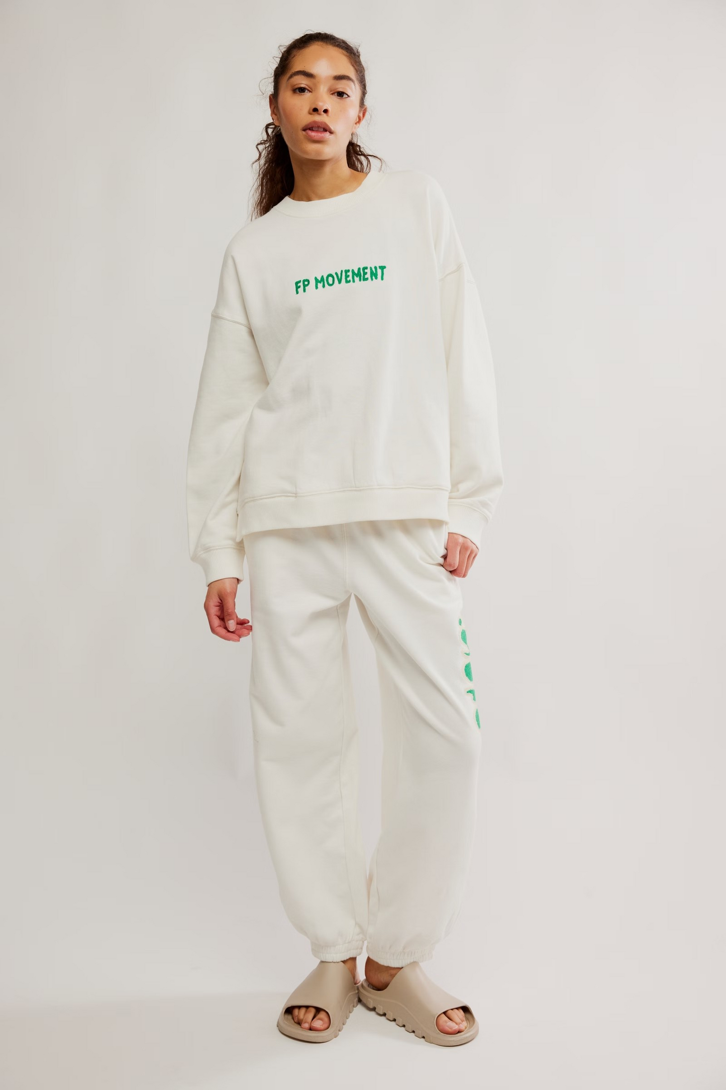 FREE PEOPLE WHITE COMBO ALL STAR EMBROIDERED PULLOVER