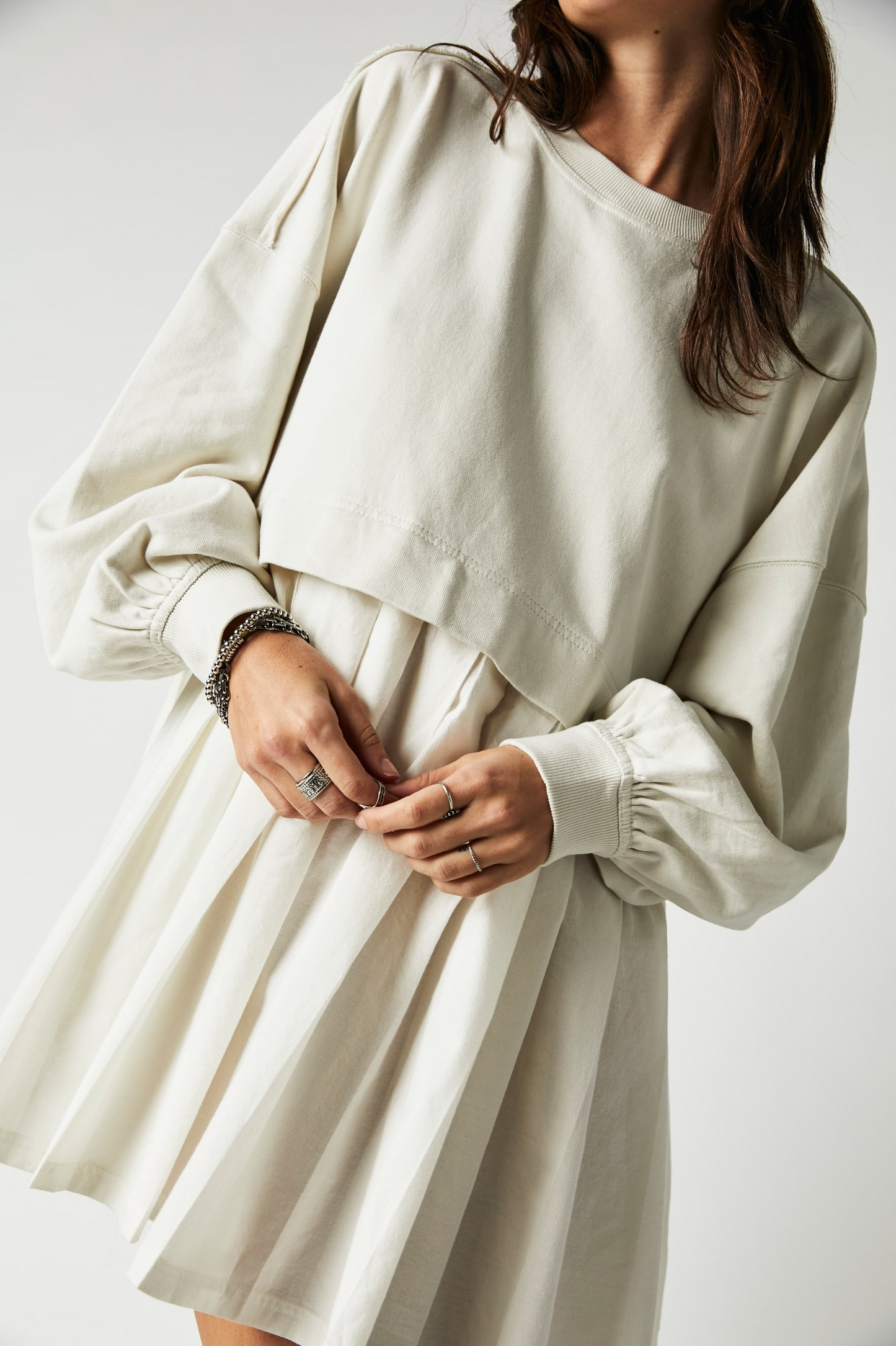 FREE PEOPLE GREY COMBO ELEANOR SWEATSHIRT