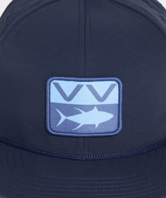 VINEYARD VINES NAUTICAL NAVY RIPSTOP PATCH FLAT BRIM HAT
