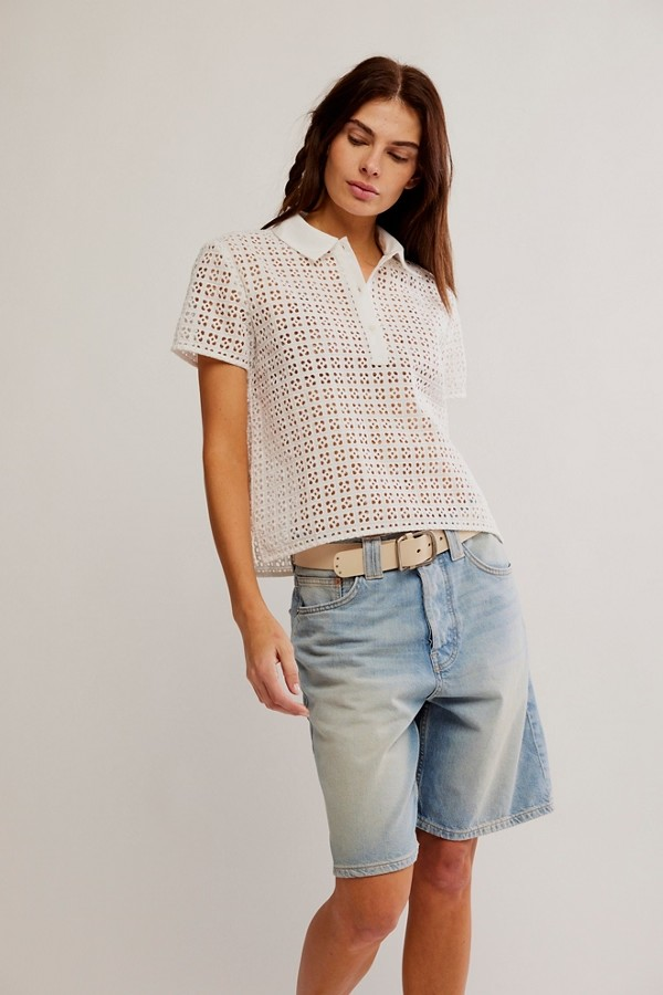 FREE PEOPLE ANNA EYELET TOP