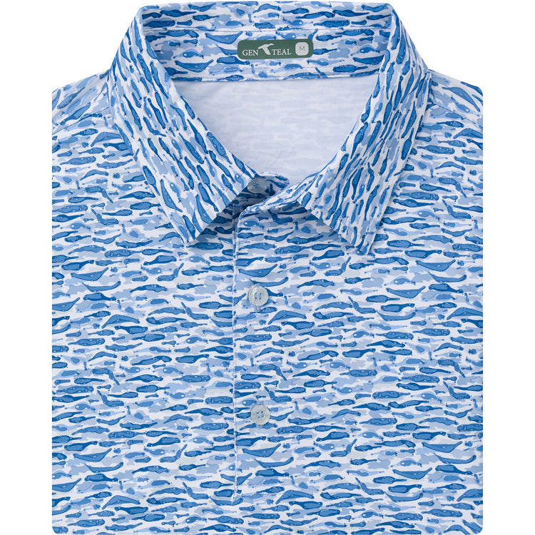 GENTEAL BLUE GOLF BRRR PRINTED POLO