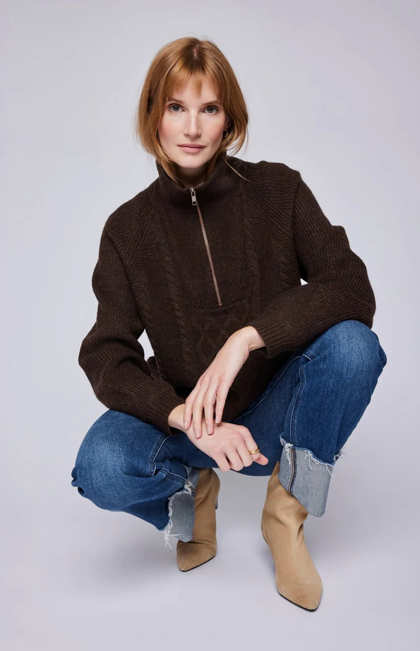 GENTLE HEATHER ESPRESSO GEORGIE SWEATER