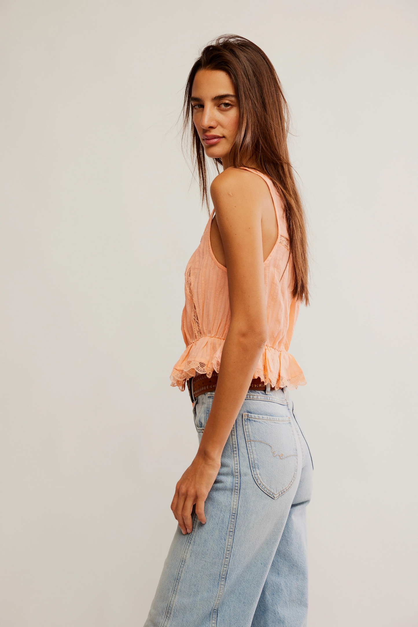 FREE PEOPLE SPRING MELON ALANA LACE TANK