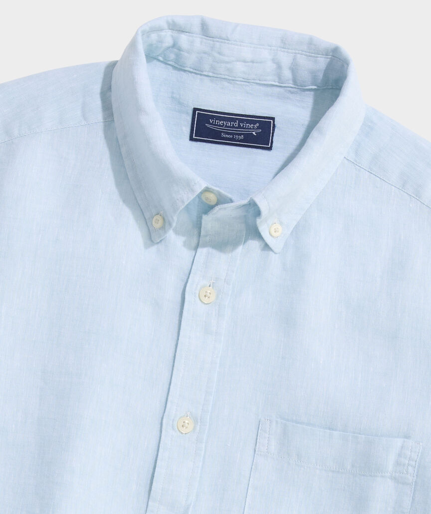 VINEYARD VINES SURFSIDE SOLID LINEN SHORT SLEEVE SHIRT