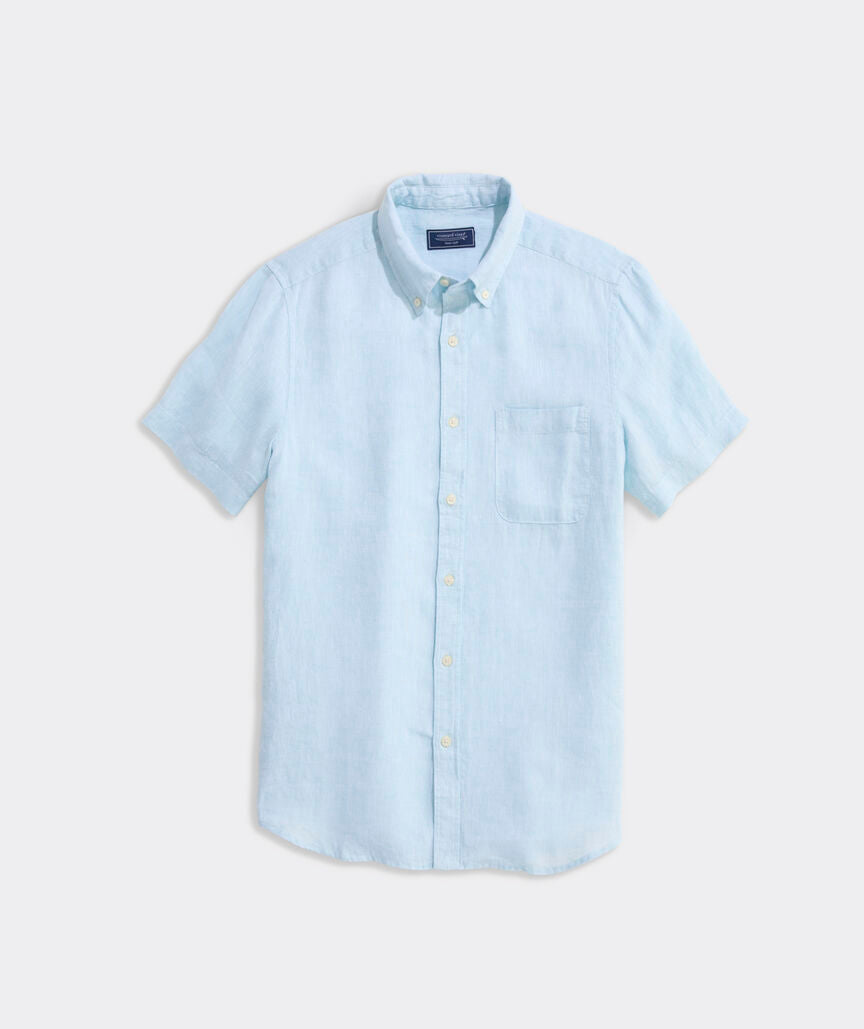VINEYARD VINES SURFSIDE SOLID LINEN SHORT SLEEVE SHIRT