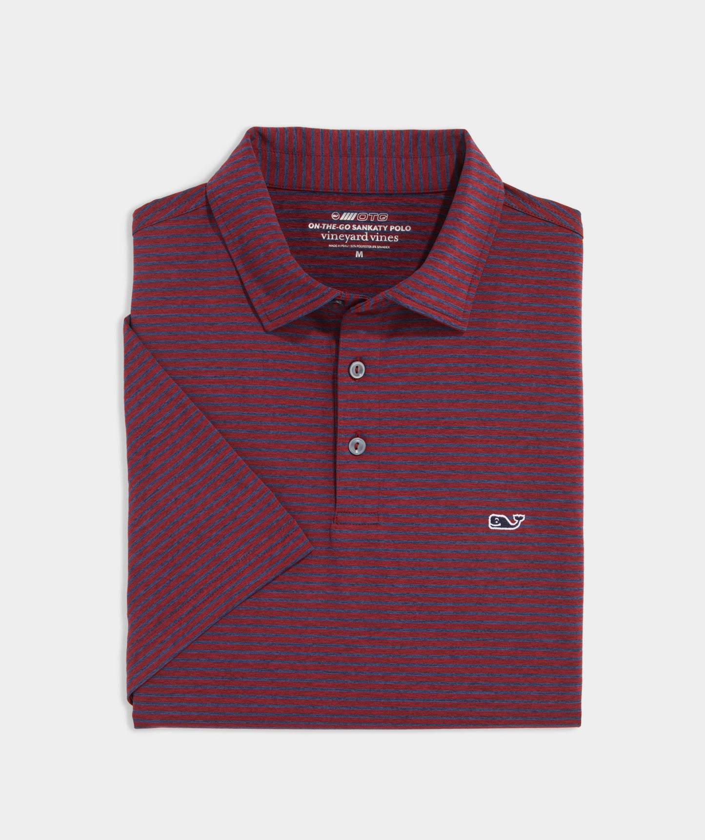 VINEYARD VINES CRIMSON/NAUT NAVY BRADLEY STRIPE SANKATY POLO