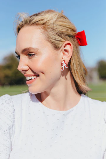 BRIANNA CANNON WHITE AND CRIMSON GLITTER ALABAMA A STUDS