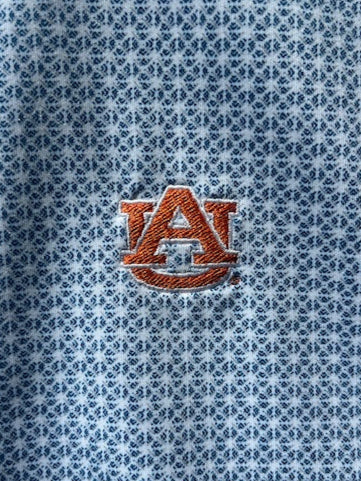 GENTEAL AUBURN NAVY TILE PRINTED PERFORMANCE POLO