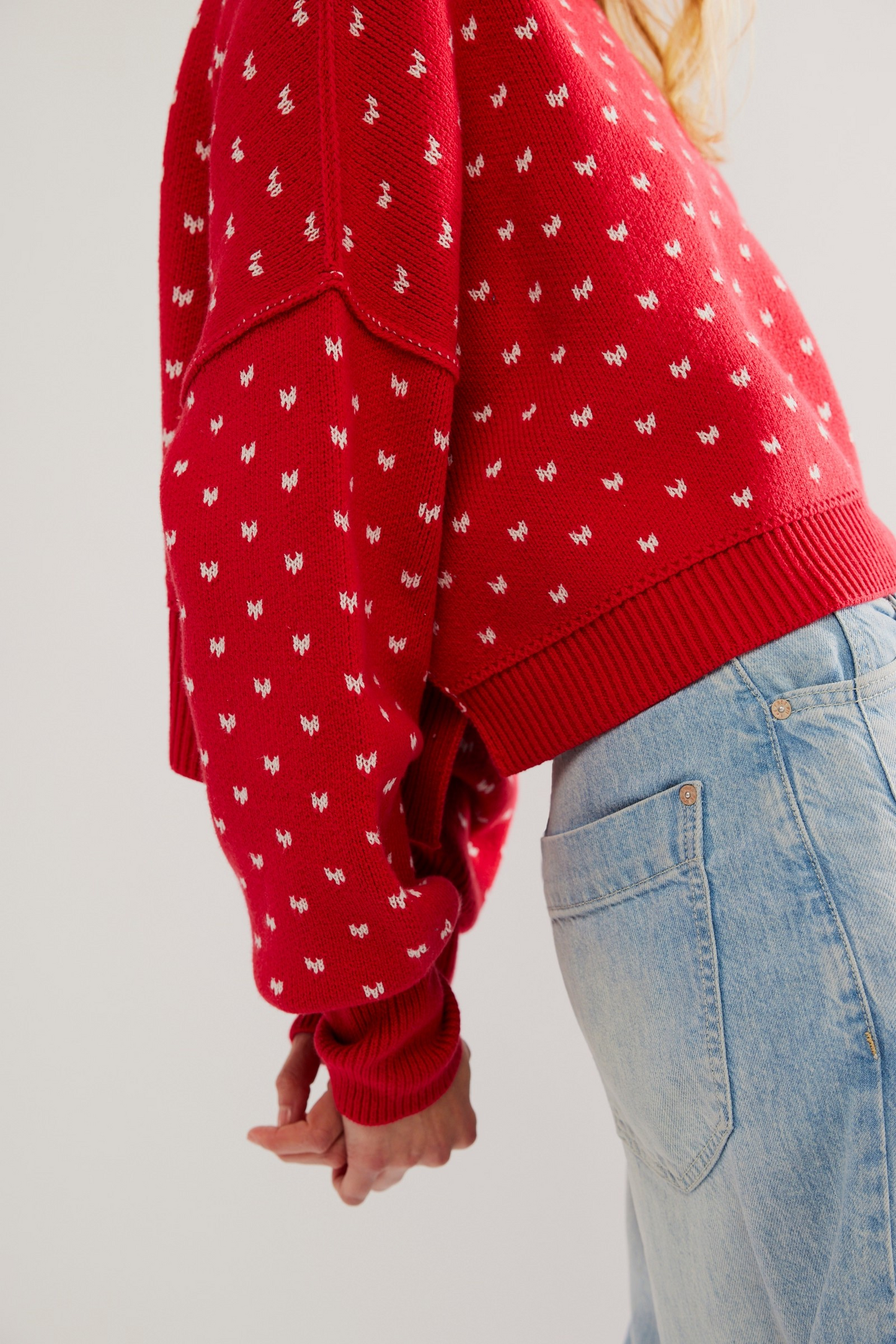 FREE PEOPLE CHERRY CREAM COMBO PATTERN EASY STREET CROP