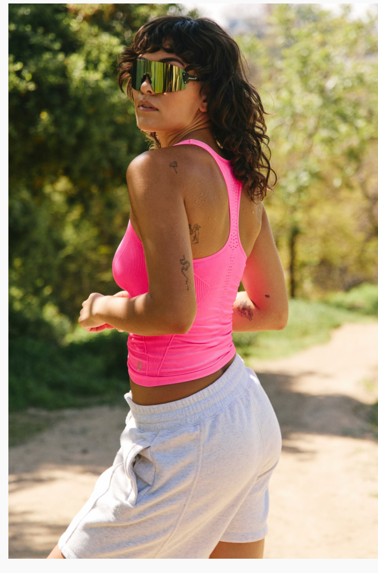 FREE PEOPLE WASHED HOT PINK GOOD KARMA LONG TANK