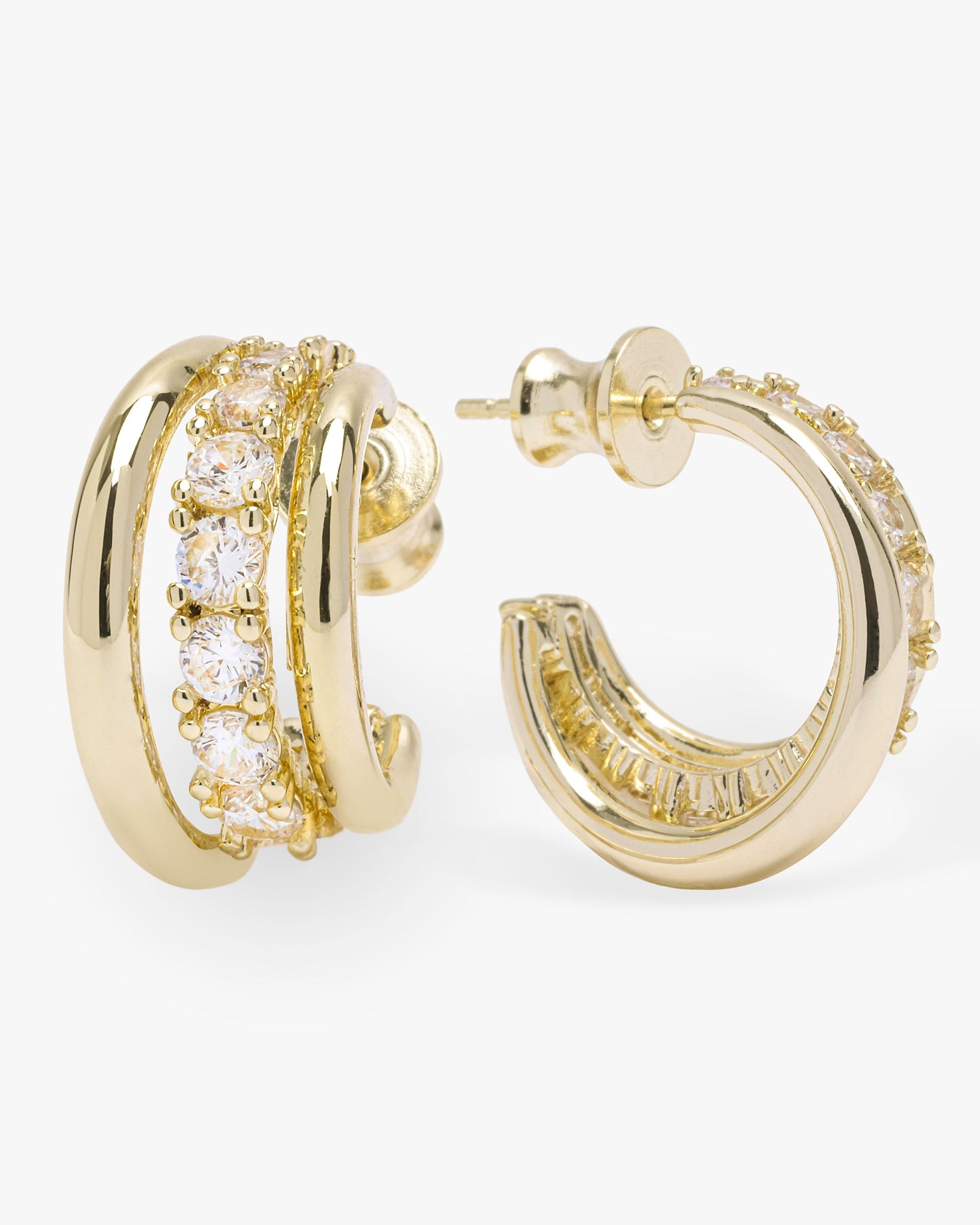 MELINDA MARIA GOLD OH SHE FANCY SMOOTH AND DIAMOND HOOPS