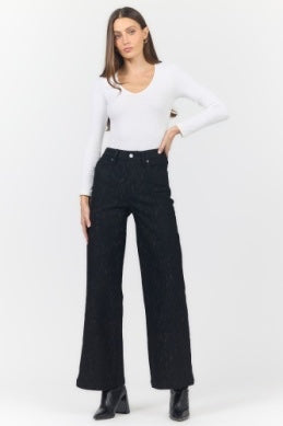 BLACK LACE FIONA WIDE LEG JEAN