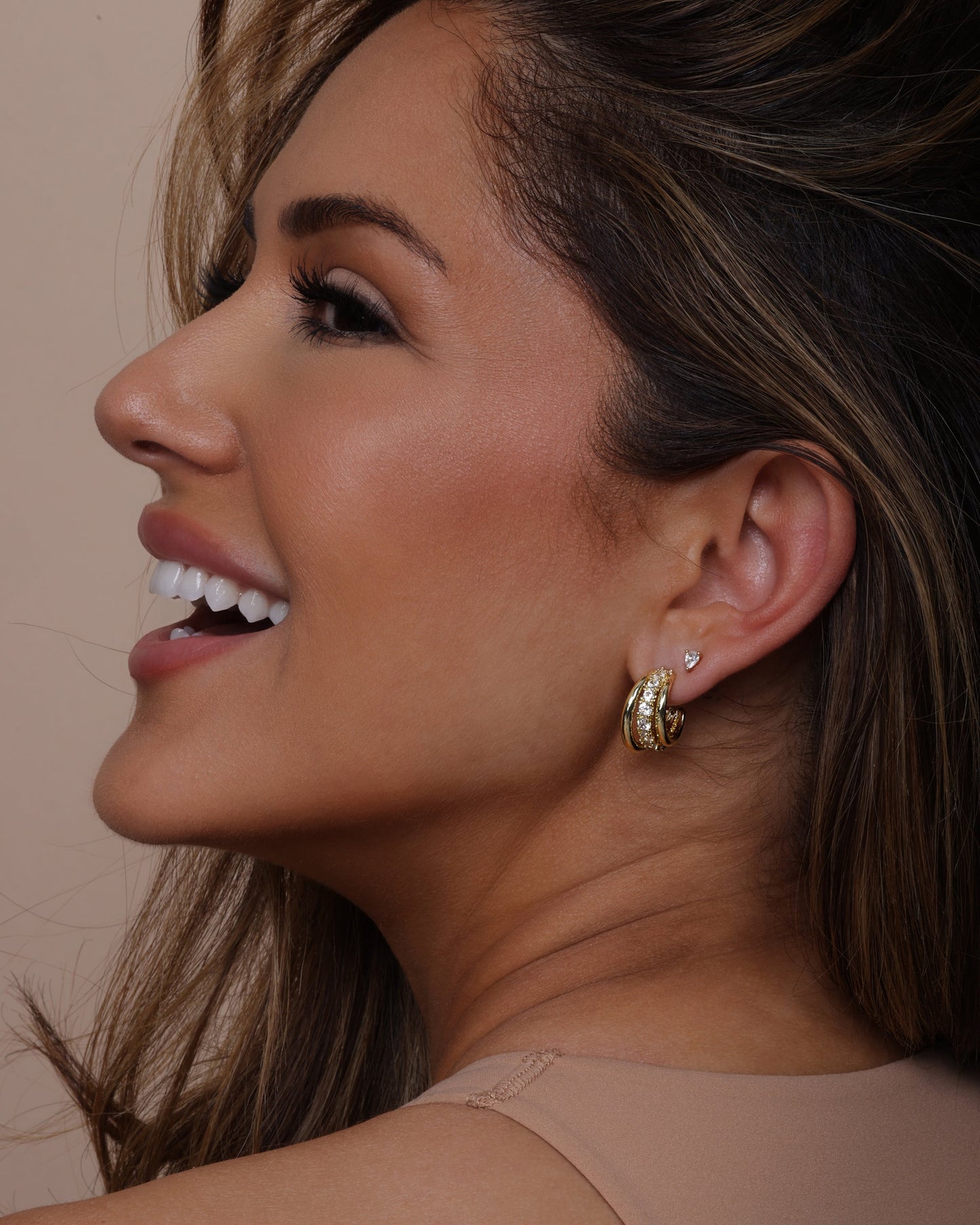 MELINDA MARIA SILVER OH SHE FANCY SMOOTH AND DIAMOND HOOPS