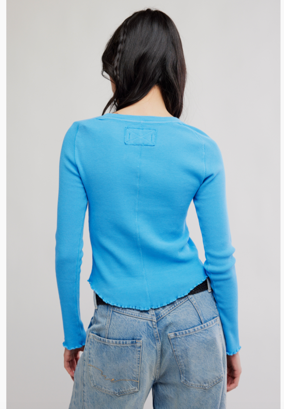 FREE PEOPLE AZURE BLUE EASY DOES IT TEE