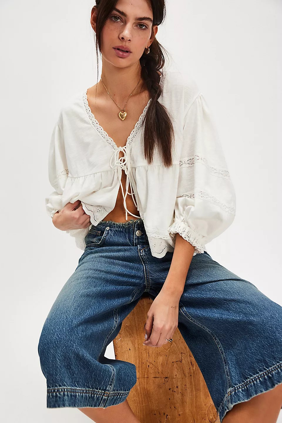 FREE PEOPLE IVORY BOWIE REVERSIBLE TOP