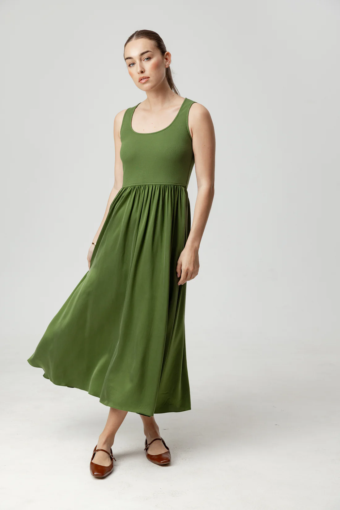 SUNDAYS EVORA GREEN BLYTHE DRESS