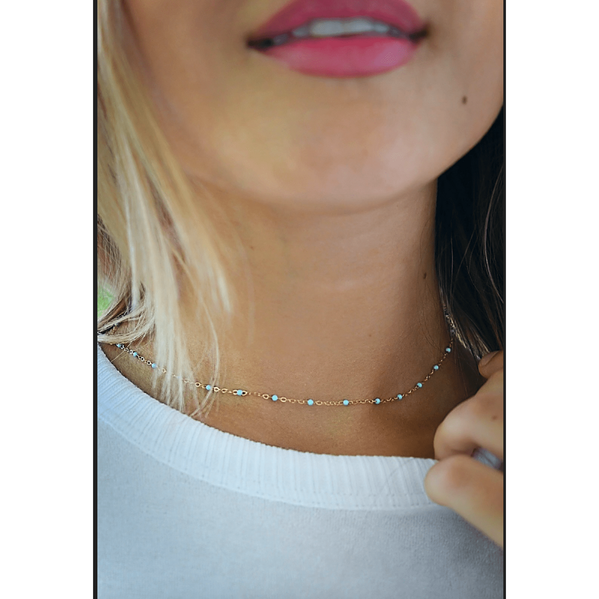 ERIN GRAY THE DOTSY NECKLACE-14K GOLD-FILLED & EPOXY- WATERPROOF NECKLACE